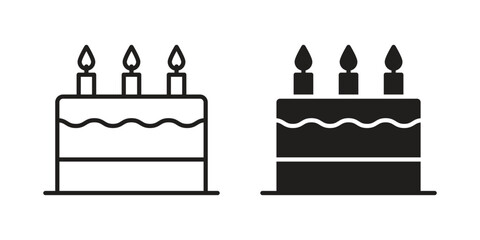 Cake birthday icon vector Art Illustrations set.