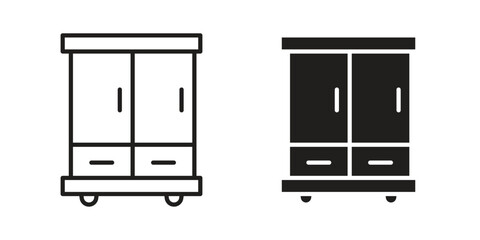 Cabinet icon vector Art Illustrations set.