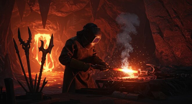 Forger in fiery cave