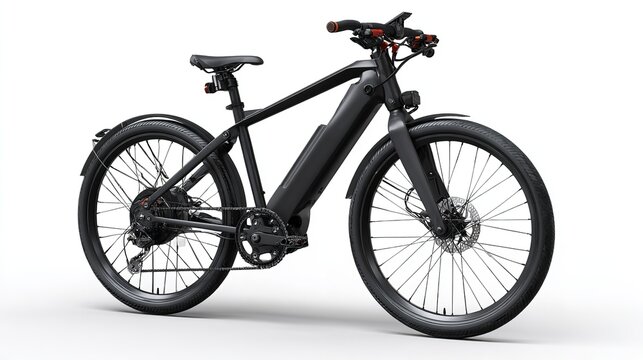 Sleek black electric bike ready for adventure and eco friendly commuting on transparent background