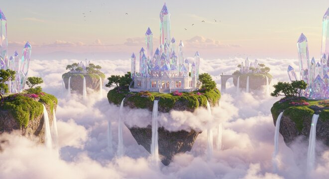 Floating Crystal Cityscape
