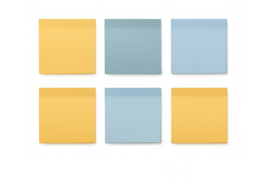 Colorful sticky notes scattered across transparent surface, representing communication, brainstorming, and organizational planning