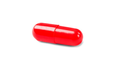 red capsule pill isolated on white background