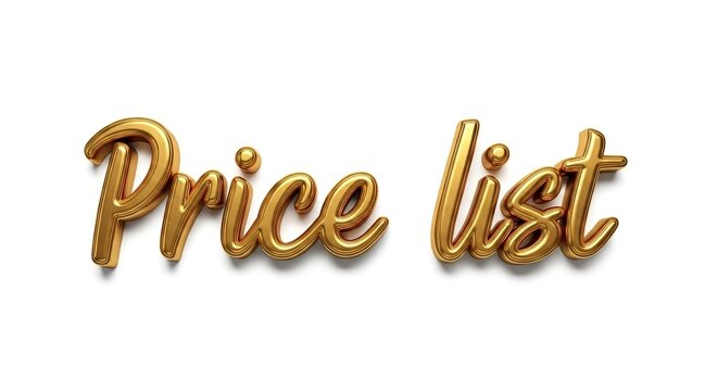 Creative golden price list design showcasing elegant typography on a white background for marketing purposes