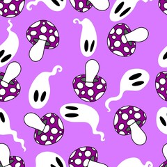 Halloween ghost seamless cute cartoon pattern for wrapping paper and fabrics
