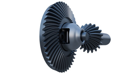 close up view of differential gear; ring gear assembly; Power transmission gear; Industrial Bevel gears