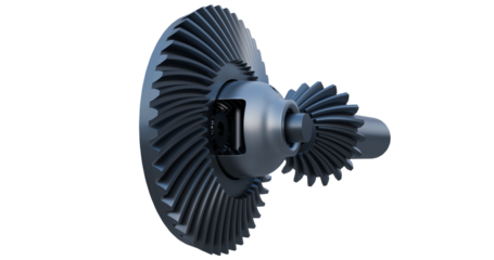 close up view of differential gear; ring gear assembly; Power transmission gear; Industrial Bevel gears