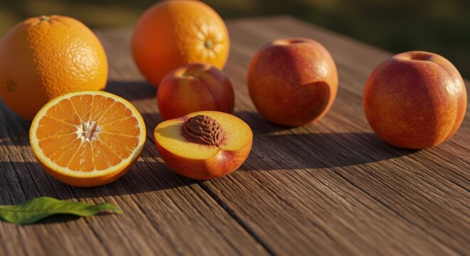 Fresh fruits on a wooden table