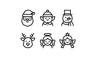 Obraz premium Festive christmas characters in minimalist line art style