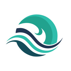 Naklejka premium Art of abstract wave logo in teal and blue isolated on white background