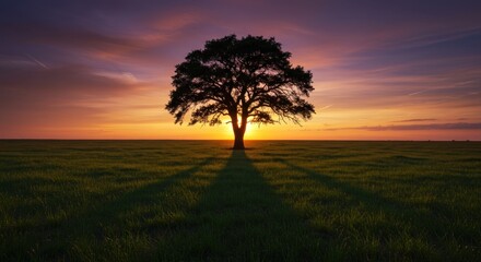 Obraz premium Solitary Tree at Sunset
