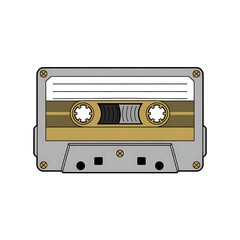 Obraz premium Retro cassette tape illustration representing vintage music culture and the golden age of audio recording technology and analog sound entertainment