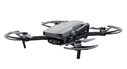 Art of folded drone with propellers and camera isolated on transparent background