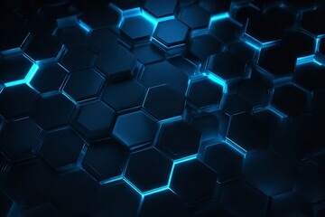Futuristic honeycomb background with glowing blue lights showcasing technological advancement and innovation