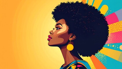 Woman with afro profile, vibrant colors