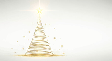 Golden Christmas tree shape object with star decorative sparkle