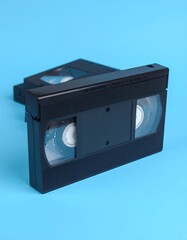 Obraz premium VHS video tape on a blue background