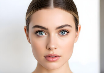 Obraz premium studio beauty portrait of female model with fresh natural look