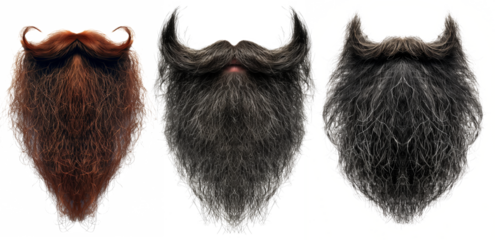Set of men's beard and mustache. Isolated gray beard.