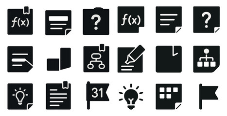 Business and office solid icons set &ndash; filled, document, workflow symbols