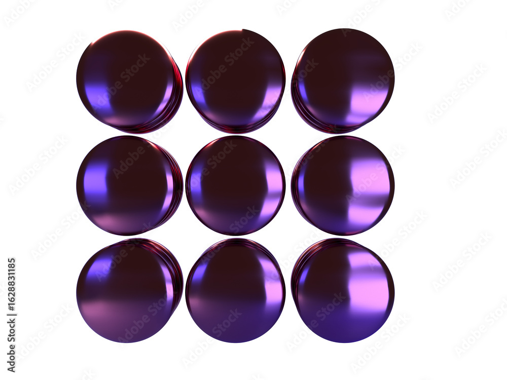 Wall mural set of glossy purple buttons arranged in a square pattern