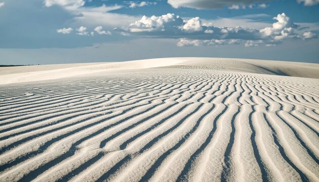 Sand Dune Landscape with Wind Patterns Under Cloudy Sky