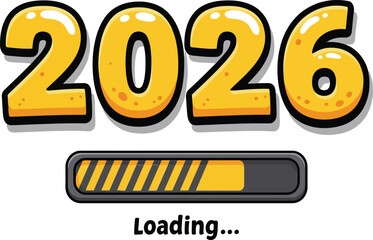 2026 year loading bar progress digital countdown animation futuristic design