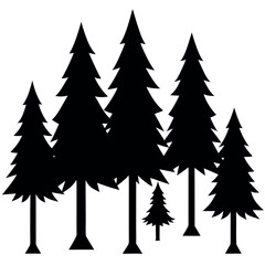 Fototapeta premium Set of 10 cartoonish pine tree silhouettes isolated on white background