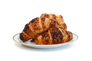 Fresh and tasty croissant over white background