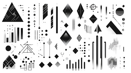 Abstract Geometric Shapes Monochrome Design Elements Collection