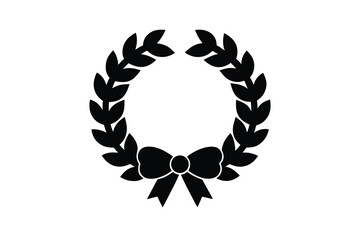 wreath with bow vector icon