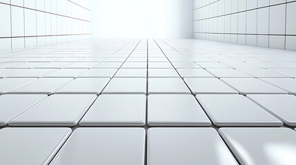 Abstract White Tile Floor and Walls, Modern Minimalist Architecture Background