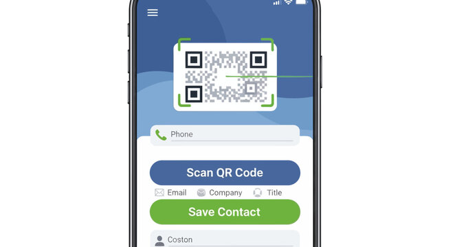 Scan Qr Code On Smartphone App For Saving Contact Information