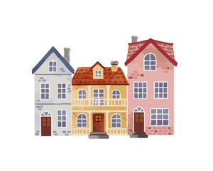 海外の家の水彩風イラストB＊SimpleHouse