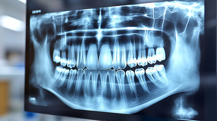 Panoramic Dental X-Ray on Digital Screen Display