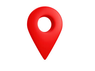 Vibrant red location pin stands out with its smooth, rounded design, symbolizing navigation and mapping. This eye catching graphic element is perfect for representing travel, direction