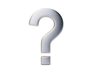 Metallic question mark symbol representing inquiry and curiosity. This conveys sense of uncertainty and prompts thought