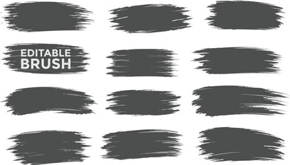 Obraz premium Set of different grunge brush strokes Texture Isolated on white background. ink splash and grungy decoration elements. Freehand grunge brush illustration. Black watercolor splatter, texture, 