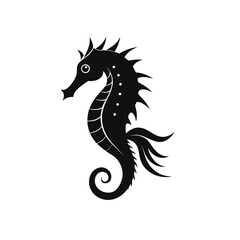 seahorse silhouette vector on white background heraldic, traditional, sign, sea, black, seahorse, fantasy, tribal, asia, mythology, year