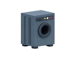 Fototapeta premium Modern washing machine with sleek design, featuring round door and colorful control buttons. This appliance is essential for laundry tasks, providing convenience and efficiency in household chores