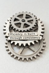 Gears with Inspirational Quote on Efficiency and Consistency