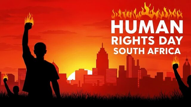 A vibrant vector illustration symbolizing the fight for freedom and justice, with silhouetted figures raising torches of hope over a cityscape at dawn.