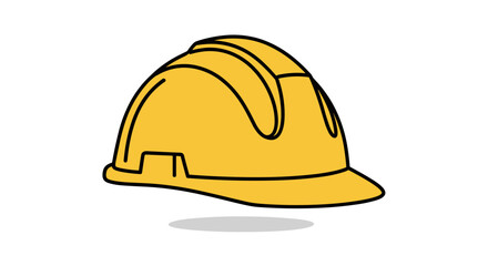 Fototapeta premium Isolated Yellow Construction Hard Hat Icon Against White Backdrop for Safety and Building
