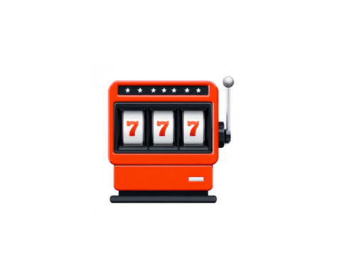Vibrant slot machine featuring three reels, each displaying number seven, symbolizes luck and excitement. bright red color and classic design evoke sense of nostalgia and fun associated with