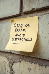 Motivational Sticky Note Reminder to Stay Focused and Avoid Distractions