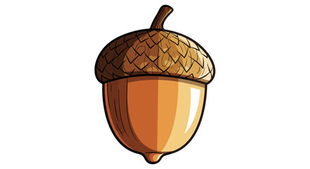 Isolated vector acorn illustration against white backdrop ideal for autumn designs and nature-themed graphics.