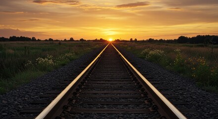 Obraz premium Sunset over train tracks