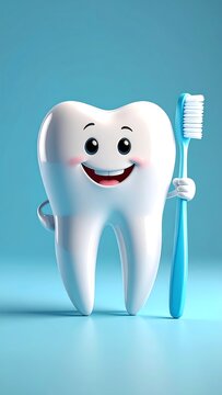 Toothbrush and Cartoon Tooth