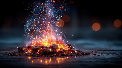 Fototapeta premium Fire sparks isolated on transparent background game technology overlay social media design element