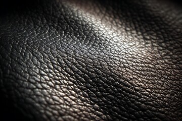 fine black leather macro with dramatic texture patterns  
